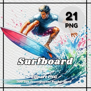 Surfboard PNG - 21 Surfboard Clipart - PNG Files, Transparent Background, 300 DPI, Ideal for Personal and Commercial Use.