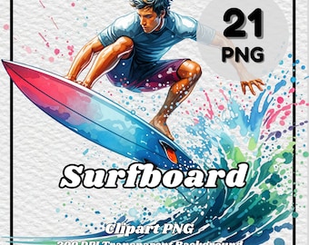 Surfbrett Clipart - 21 PNG Dateien, transparenter Hintergrund (digitaler Download)
