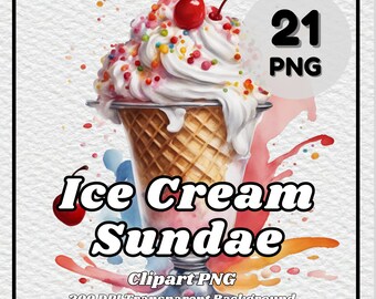 Ice Cream Sundae PNG - 21 Ice Cream Sundae Clipart - PNG Files, Transparent Background, 300 DPI, Ideal for Personal and Commercial Use.