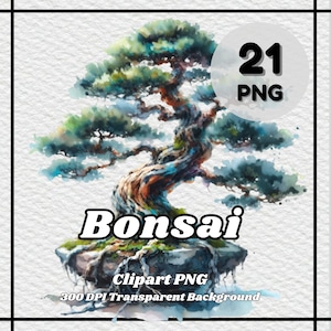Bonsai PNG - 21 Bonsai Clipart - PNG Files, Transparent Background, 300 DPI, Ideal for Personal and Commercial Use.