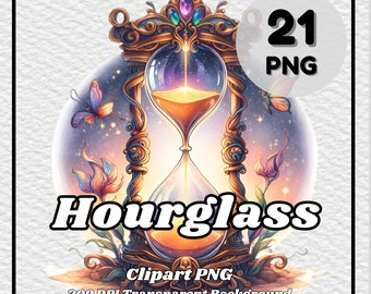 Hourglass Clipart – 21 PNG Images, Transparent Background (Digital Download)