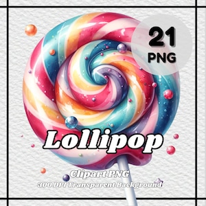 Lollipop PNG - 21 Lollipop Clipart - PNG Files, Transparent Background, 300 DPI, Ideal for Personal and Commercial Use.