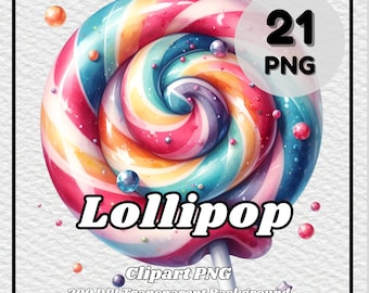 Lollipop PNG - 21 Lollipop Clipart - PNG Files, Transparent Background, 300 DPI, Ideal for Personal and Commercial Use.