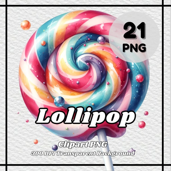 Lollipop PNG - 21 Lollipop Clipart - PNG Files, Transparent Background, 300 DPI, Ideal for Personal and Commercial Use.