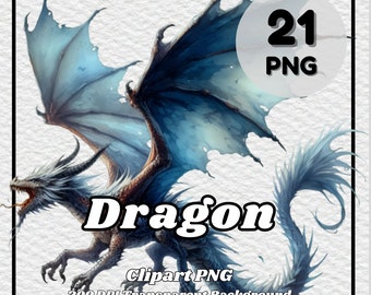 Dragon Clipart PNG Set – Fantasy Art Graphics (Digital Download)