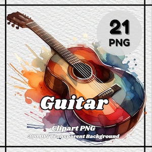 Guitar PNG - 21 Guitar Clipart - PNG Files, Transparent Background, 300 DPI, Ideal for Personal and Commercial Use.