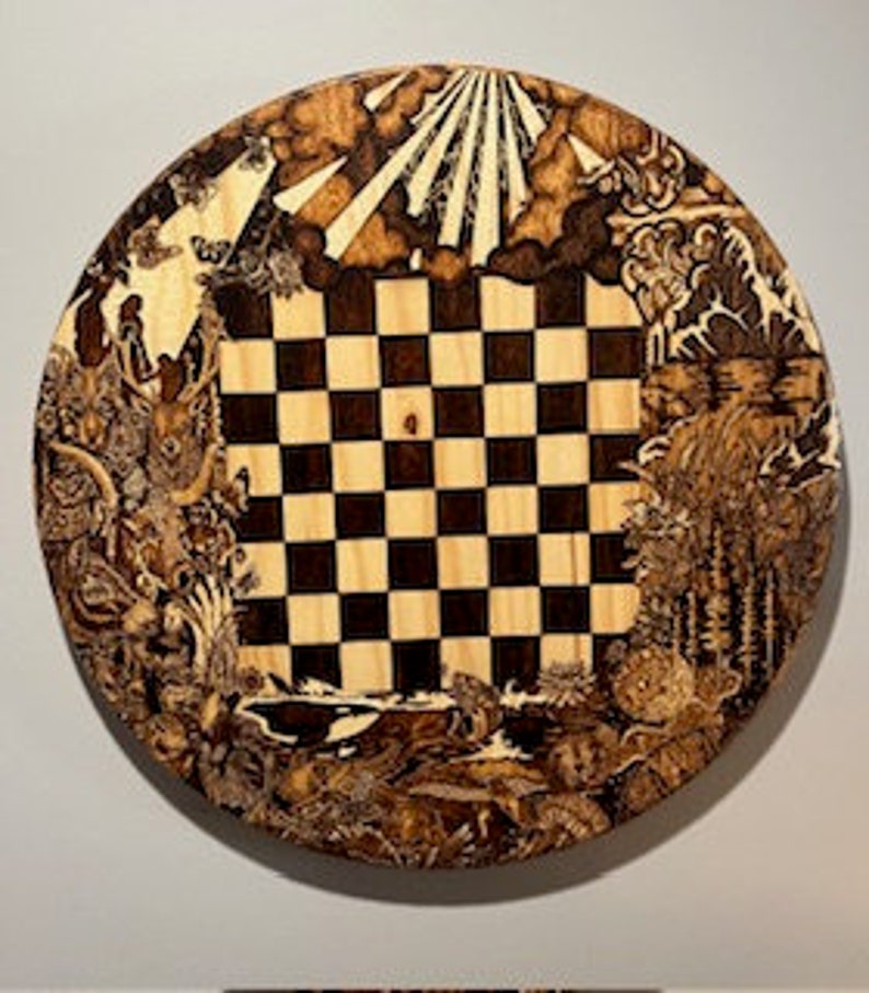 Custom Hand-burned Oversized Chess and Checker Boards, Example Pieces ...