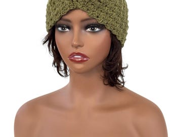 Olive Green Crochet Ear Warmer Handmade Headband Ear Warmer Green Headband Yoga Accessory Running Exercise Gear Gift for Her Unisex Gift
