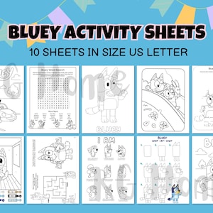 Bluey Aktivitätsblätter, Vorschullernspiele, Lernen interaktive Arbeitsblätter Kinderaktivität, Spaß für Kinder, Vorschulaktivitäten