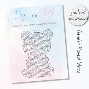 Labirinto di rivelazione del genere, labirinto di rivelazione del genere, labirinto di rivelazione del genere di ragazzo o ragazza, rivelazione di genere stampabile, gioco di baby shower