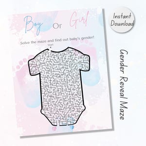 Gender Reveal Maze Game: Baby Bodysuit Puzzle (Digital Download)