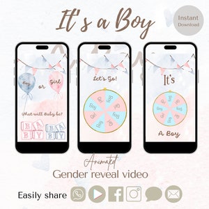 Gender reveal video, gender reveal video announcement, its a boy gender reveal, gender reveal video boy, instant download