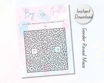Gender Reveal Maze Game : Boy or Girl Printable Activity, Baby Shower Game – Instant Download