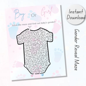 Gender Reveal Maze Game: Baby Bodysuit Puzzle (Digital Download)