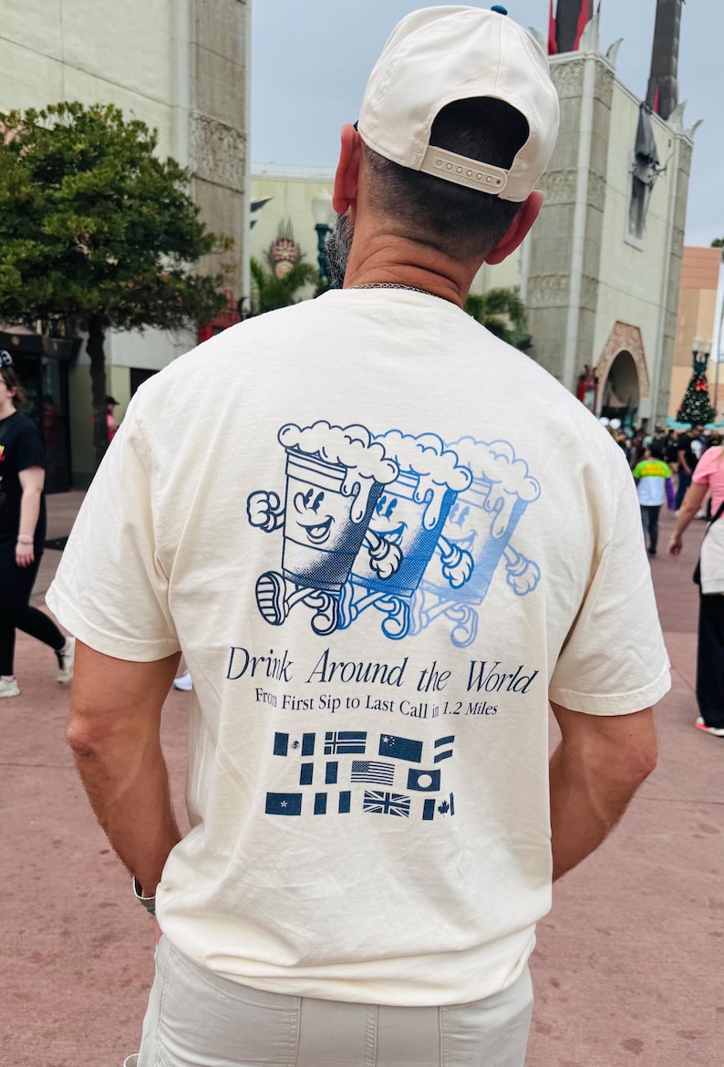 Epcot Drinking Around the World Tour Shirt, Epcot Drinking Shirt, Subtle Disney, Comfort Colors image 1