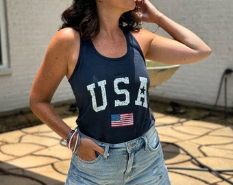 アメリカ創立1776年 女性用独立記念日タンクトップ、女性用独立記念日