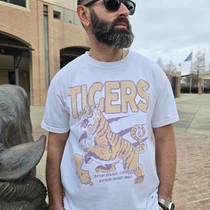 Retro Tigers Tee, Vintage Tigers Shirt, 90&#39;s Inspired Retro College Shirt, Baton Rouge, Louisiana T-Shirt, Tigers Tee, Old School College