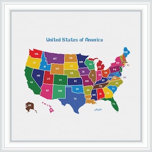Kreuzstich Stickmuster Landkarte Land Landkarte USA Landkarte USA USA Kreuzstichmuster gemustert Landkarte Landkarte Landkarte