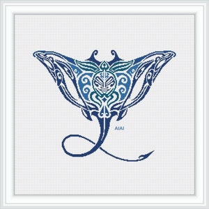 Cross stitch pattern Manta ray Stingray mosaic fish dolphins turtle marine sea monochrome counted crossstitch patterns/Instant Download PDF
