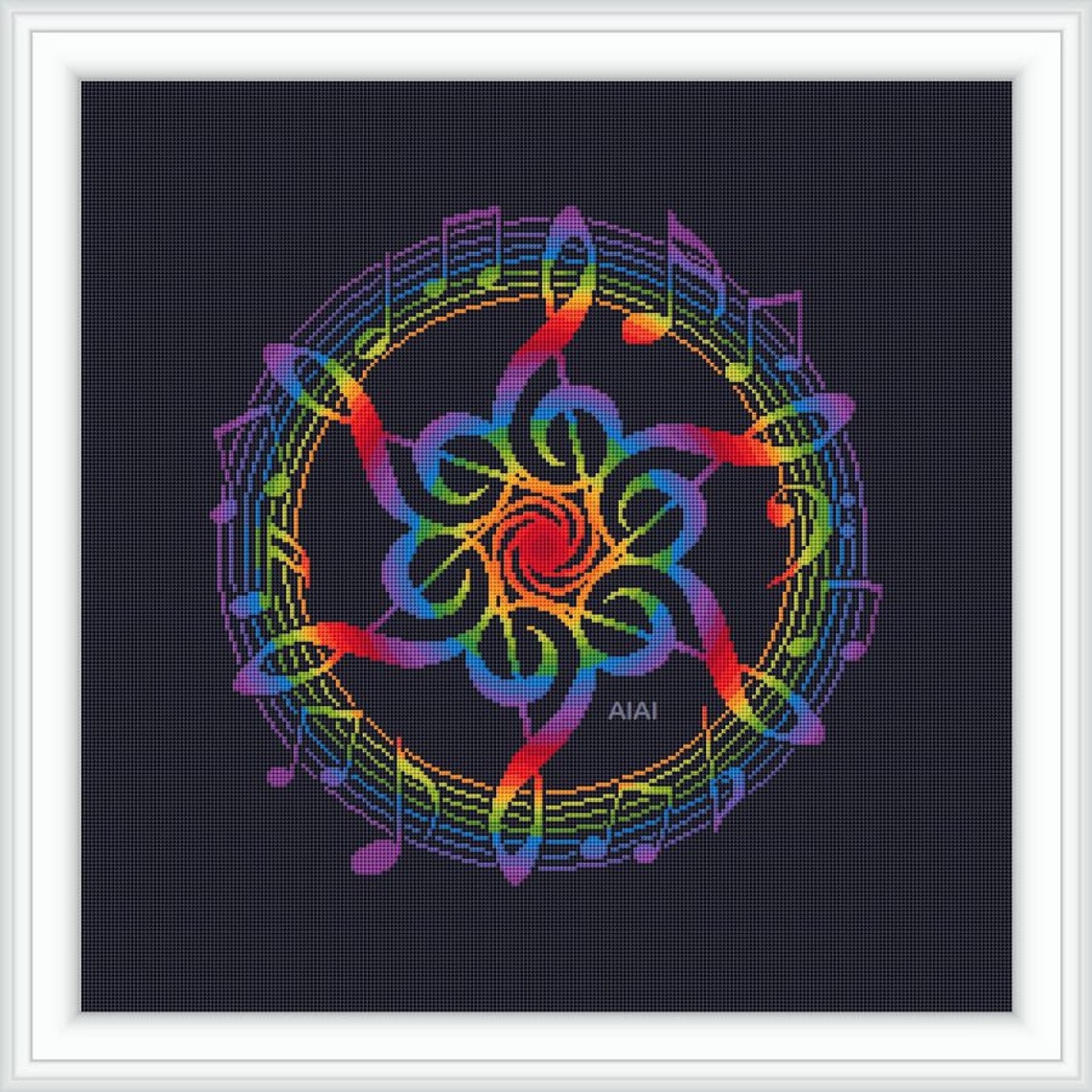 Cross Stitch Pattern Music Mandala Musical Snowflake Notes Treble Clef ...