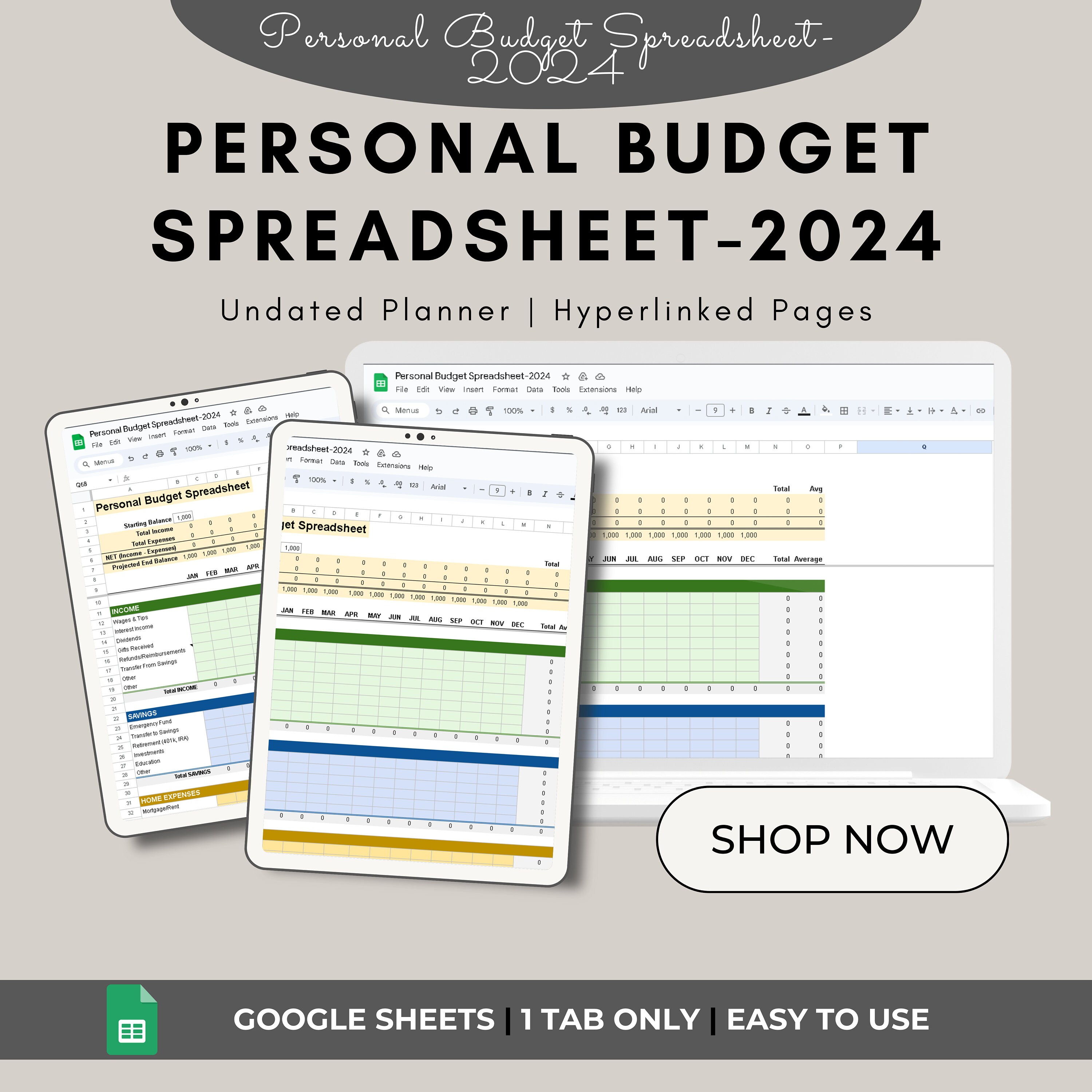 Personal Budget Spreadsheet Simple Personal Budget Tracker for ...