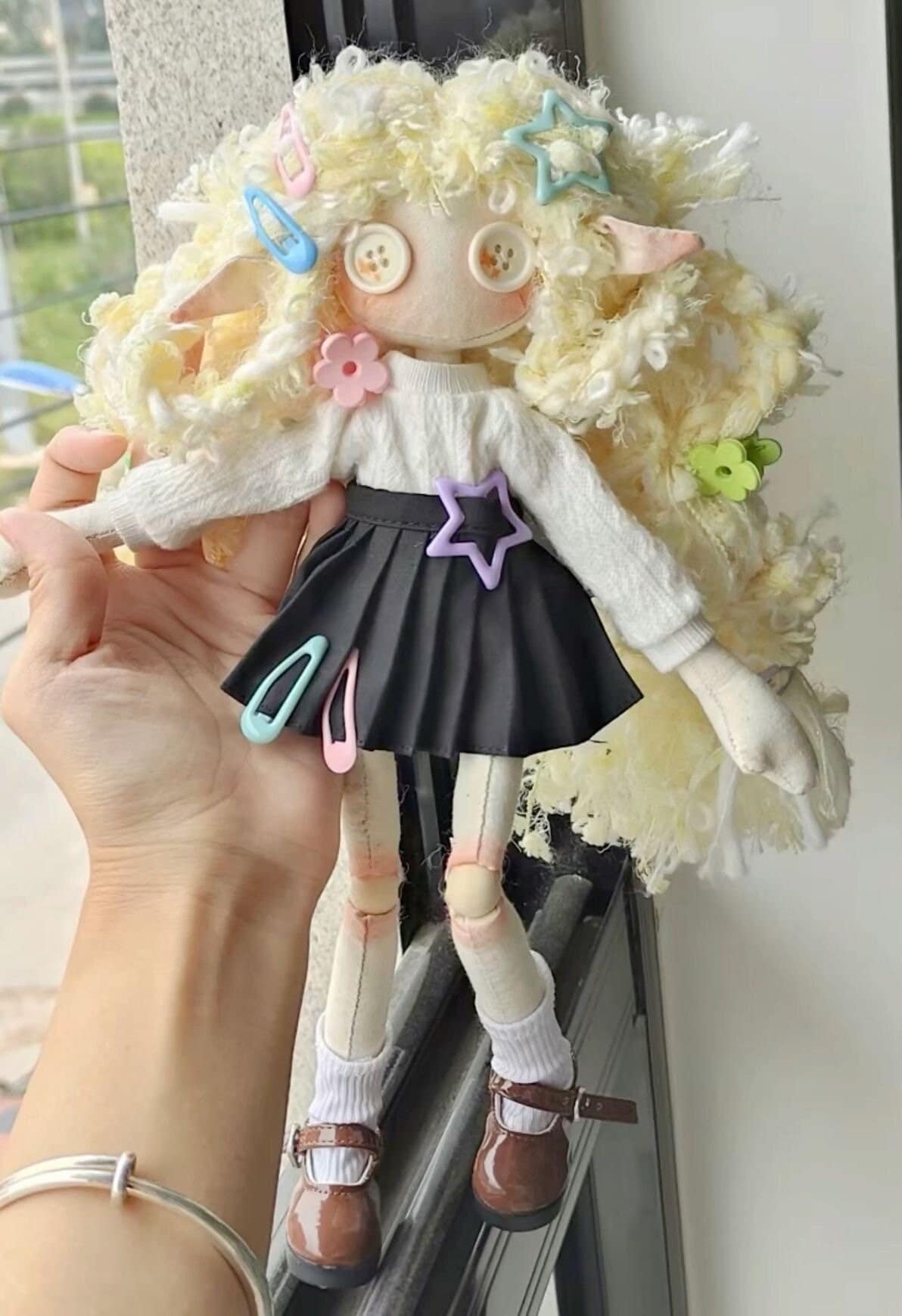 CUSTOM Ball jointed Rag Doll Button eyed Doll Handmade BJD Ooak Doll Etsy