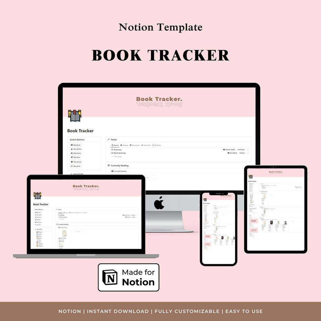 Book Tracker Notion Template Reading Tracker, Reading Planner