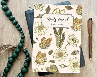 Personalized Hardcover Moth Garden Theme Daily Journal - Fall Stationary