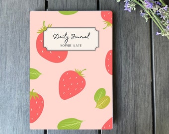 Personalized Hardcover Strawberry Daily Journal for Kids - Reflection Journal
