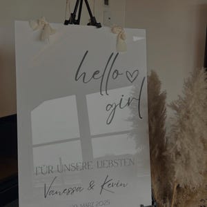 Panneau de bienvenue "hello baby" "oh girl/oh boy" personnalisé en acrylique pour mariages, baby showers, anniversaires, baptêmes (quantité minimum de commande 10)