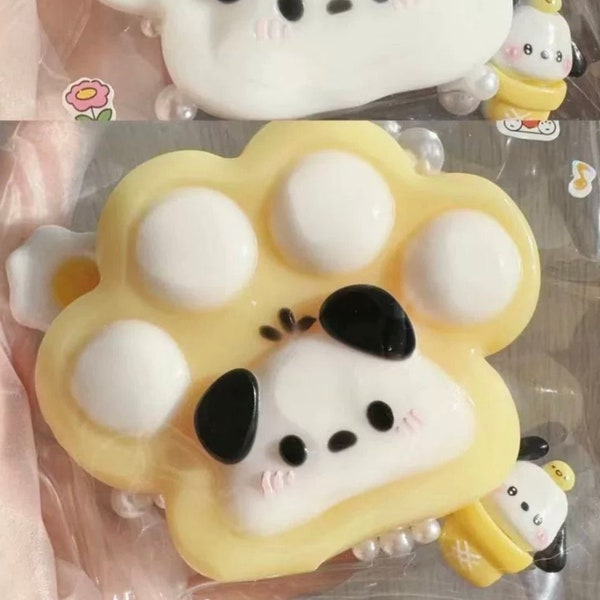 Pochacco Dog/ Hello Kitty Pattern Cat Paw Taba Squishy - Stress Relief Slime Toy, Cute Desk Accessory, Kawaii Novelty Gift