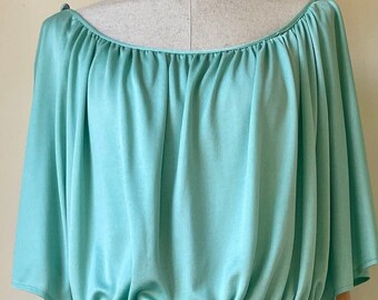 1970s Mint Grecian Disco Dress with Flutter Sleeve