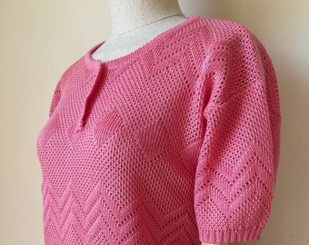 1980s Pink Geometric Knit Sweater