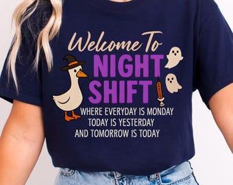 Halloween Night Shift Nurse Shirt Funny Medical Worker Tee Team Gift Cute CNA Paramedic Top Matching Coworker Outfit Nurse Appreciation Gift