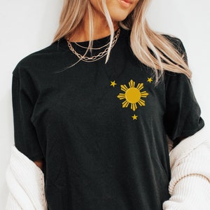 Modern Simple Filipino Shirt Yellow Philippines Plain Sun T shirt Gift Trendy Filipino Culture Shirt Gift Filipino Art T-shirt Minimalist