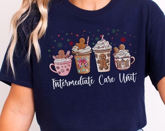IMC Nurse Shirt Gift Pink Christmas T-shirt Intermediate Care Nurse New Grad Nursing Team Crew Gift RN Squad Pink Latte Group Matching Shirt