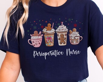Perioperative Nurse Shirt Gift Pink Christmas T-shirt Surgical Nursing Team Crew Gift OR Pre Op RN Squad Pink Latte Group Matching Shirt