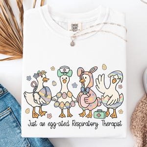Respiratory Therapist Easter Shirt Comfort Colors Goose Bunny Group Matching RT Future New Grad Appreciation T-shirt Coquette Bow Tee