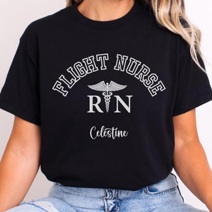 Camiseta de enfermera de vuelo, regalo personalizado, camiseta del equipo de enfermería aérea, regalo de la semana de agradecimiento a los compañeros de trabajo, regalo de agradecimiento, camiseta de enfermera registrada de médico de transporte