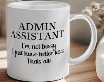 Taza de café personalizada para asistente administrativo de oficina, regalo unisex, taza de agradecimiento para empleados administrativos, regalo personalizado para el equipo administrativo, taza divertida, regalo unisex