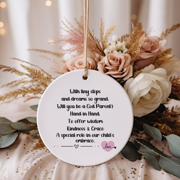 Godparent Ornament Gift Godparents Proposal Gift Ornament with Thoughtful Poem Baptismal Gift for Grandparent from Goddaughter or Godson