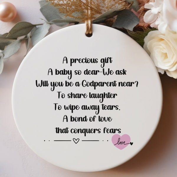 Godparent Gift from Godchild Ornament for Godparents Proposal Gift for Baby Dedication Baptismal Gift Ornament for Godparents from Godson