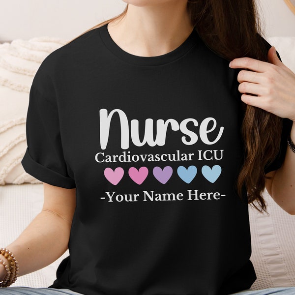 CVICU Nurse Personalized Shirt Gift for CCU Nurse Custom Heart Shirt for Cardiology Nurse Appreciation Gift for Her Cardiac ICU Tshirt Gift