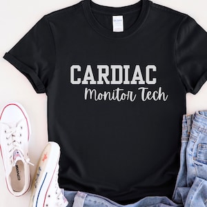 Maglietta tecnica per monitor cardiaco, regalo per neolaureati, tecnici di telemetria, colleghi di gruppo, magliette abbinate per cardiologia, ECG, tecnica, maglietta unisex