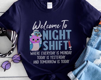 Night Shift Nurse T Shirt Gift for Graveyard Shift RN Trendy T Shirt for PM Nurses Thank You Gift for the Night Shift Charge Nurse Shirt