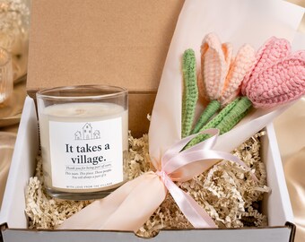 Es dauert ein Dorf Abschiedskerze Geschenk für Kollegen, Sie werden vermisst werden, Geschenkbox weggehen, Ruhestand Danke Auf Wiedersehen Geschenk vom Team