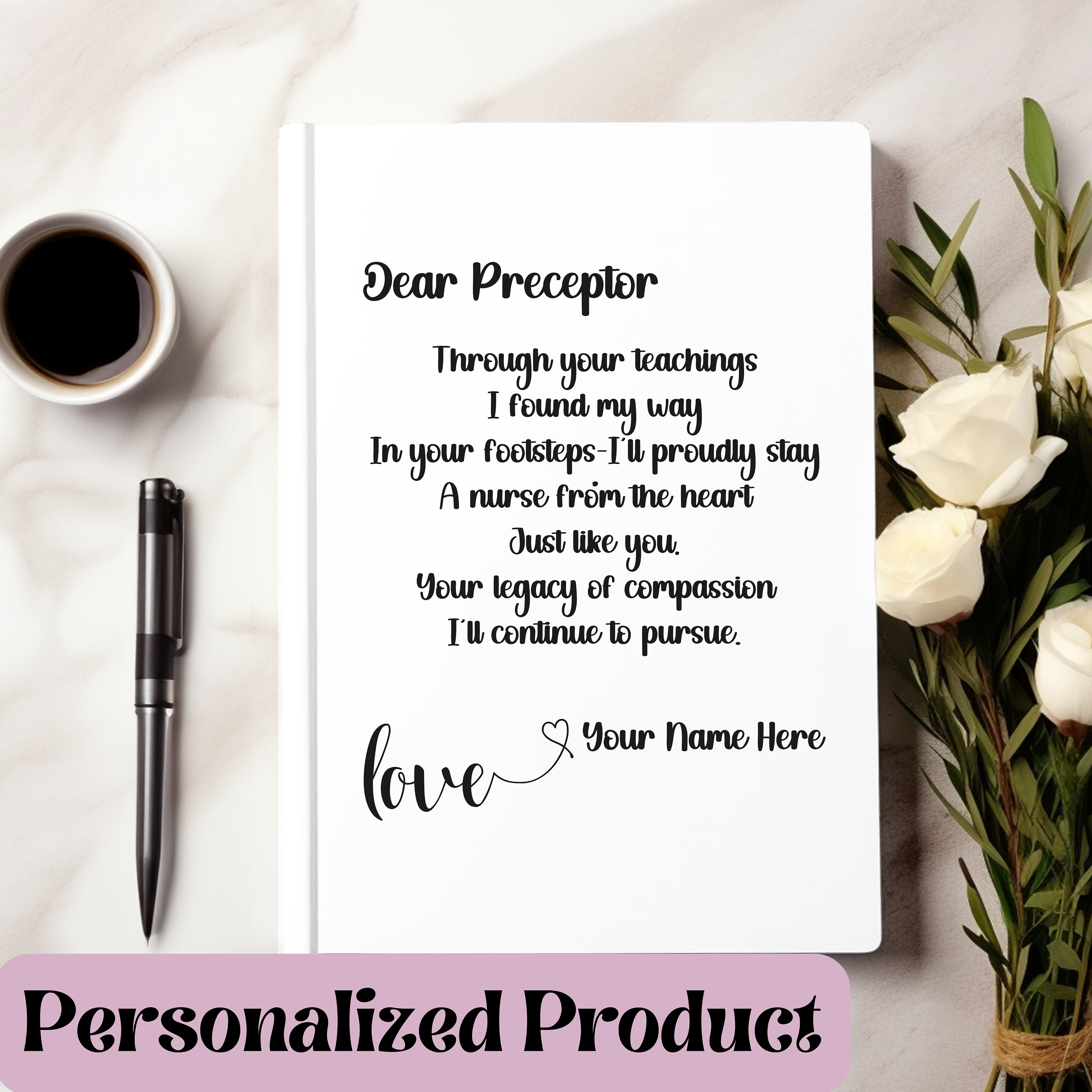 Preceptor Thank You Gift Idea Personalized Journal Custom Journal ...