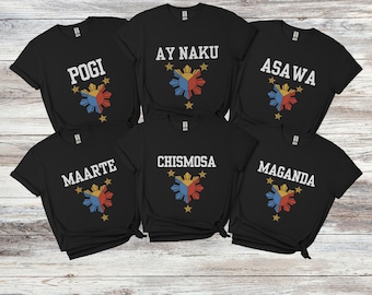 Philippines Shirt Family Filipino Art Philippine Flag 3 Stars Familia Matching T-shirts Gift Pogi Chismosa Maarte Maganda Asawa Ay Naku Tee