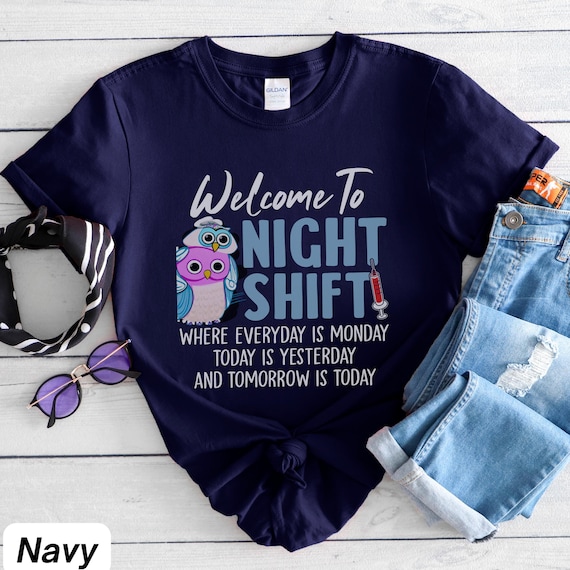 Night Shift Nurse T Shirt Gift for Graveyard Shift RN Trendy T Shirt for PM Nurses Thank You Gift for the Night Shift Charge Nurse Shirt