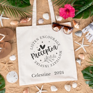 Nurse Preceptor Gift Personalized Canvas Tote Bag Gift Nursing Preceptor Custom Book Bag Gift Pharmacy Preceptor Nurse Practitioner Mentor